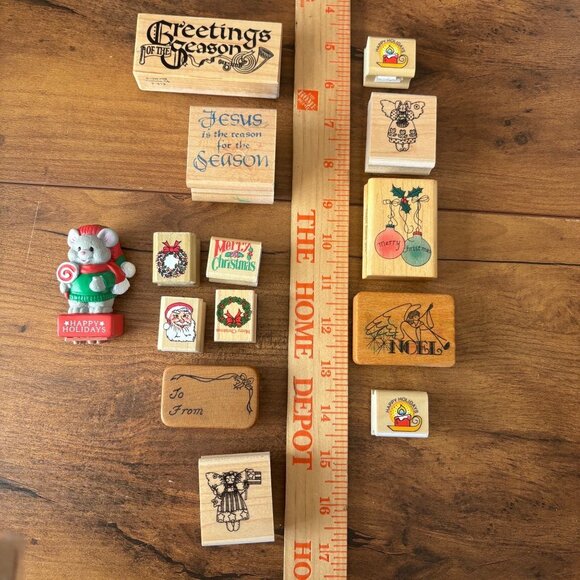 Christmas Rubber Stamp Collection Hero Arts Wooden Blocks & Figurine Set - Picture 3 of 7